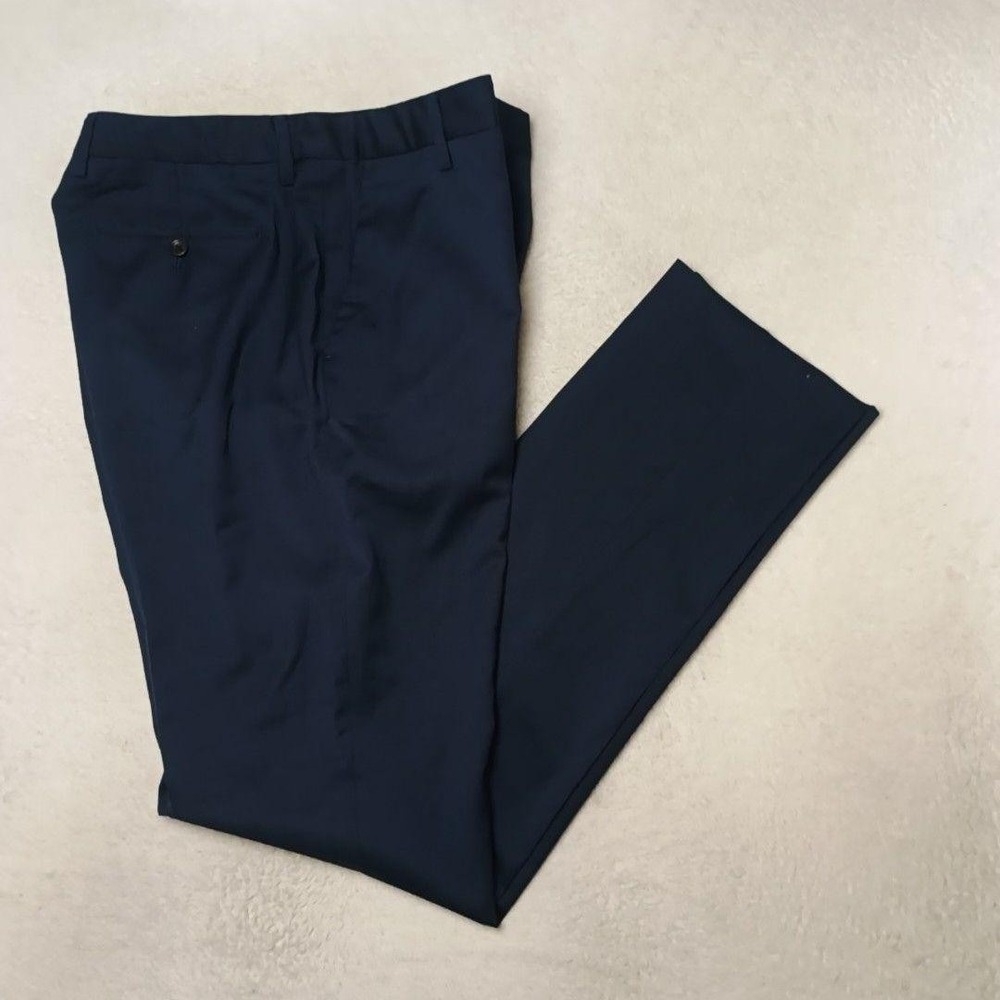 Bonobos Pants Men 34x35 Blue Athletic Wool Stretch Dress Slacks Suit Work Office